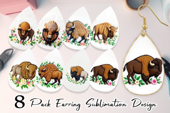 Earring Bison Embroidery