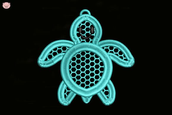 Earring Sea Turtle Embroidery