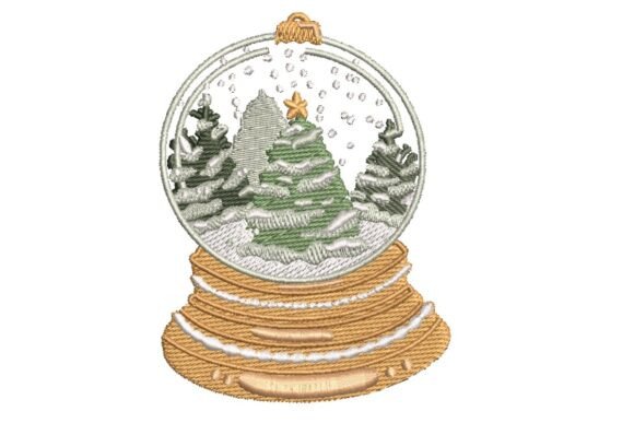 Festive Christmas Snow Globe Embroidery Design