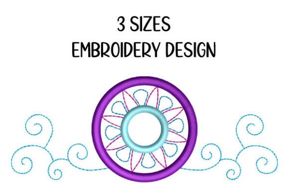Mandala Flower with Swirls Embroidery Design