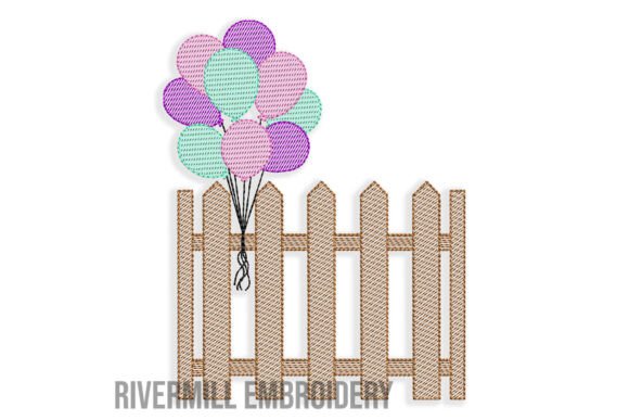 Picket Fence Balloons Embroidery Design