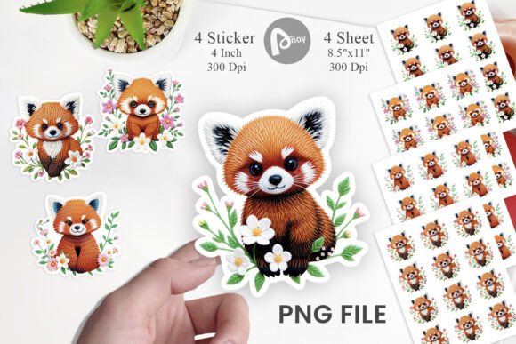 Red Panda Embroidery Sticker: A Seasonal Charm for Holiday Crafts