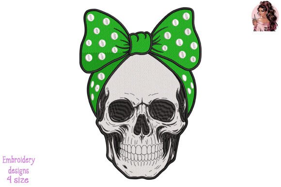 Skulls Girl Military Embroidery: Bold Holiday Design for Seasonal Sellers