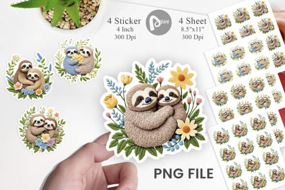 Sloth Embroidery Sticker: A Cute, Customizable Design for Gift Makers
