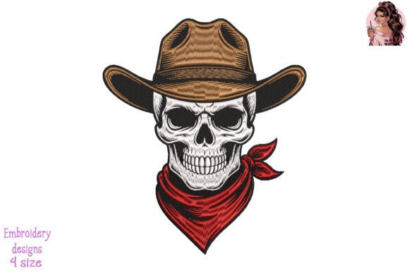 Vintage Cowboy Skull Embroidery